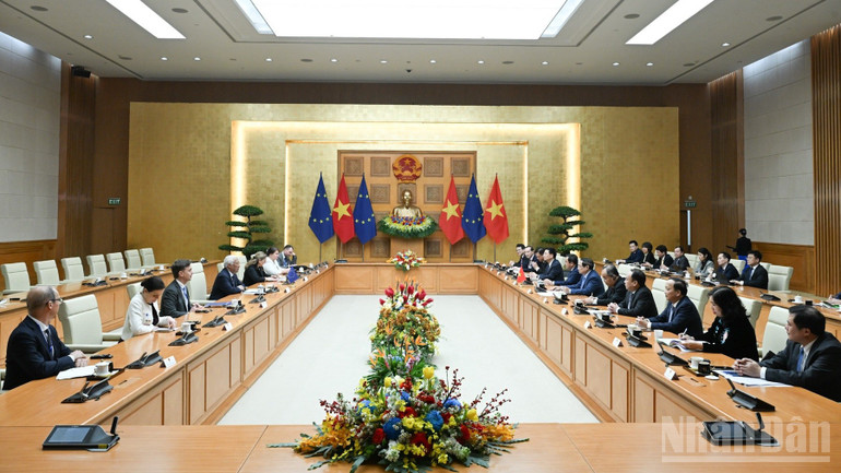 Quang cảnh cuộc hội kiến. (Ảnh: TRẦN HẢI)