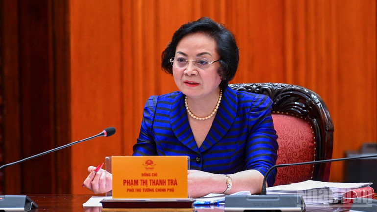 Phó Thủ tướng Phạm Thị Thanh Trà phát biểu ý kiến tại cuộc họp. (Ảnh: Trần Hải)