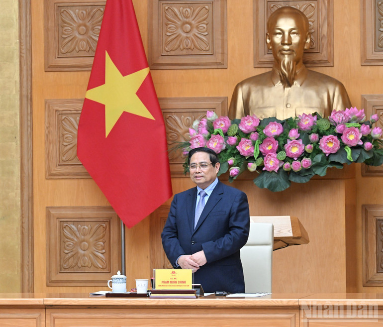 Thủ tướng Phạm Minh Chính phát biểu ý kiến tại cuộc đối thoại. (Ảnh: Trần Hải)