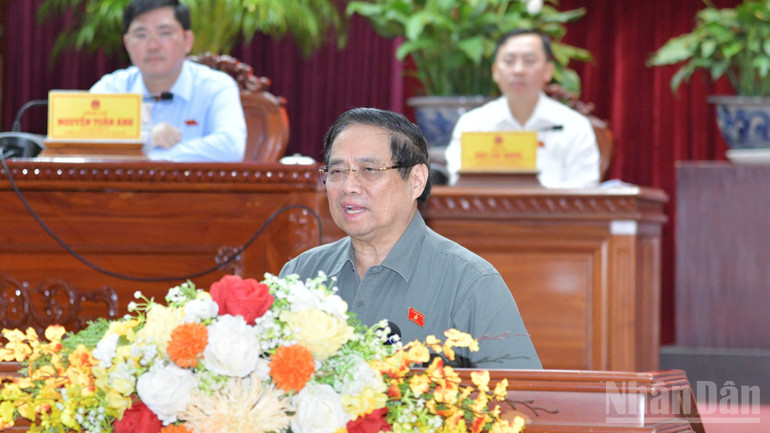 Thủ tướng Phạm Minh Chính phát biểu ý kiến tại hội nghị. (Ảnh: Thanh Giang) ndo_br_a11-3843.jpg