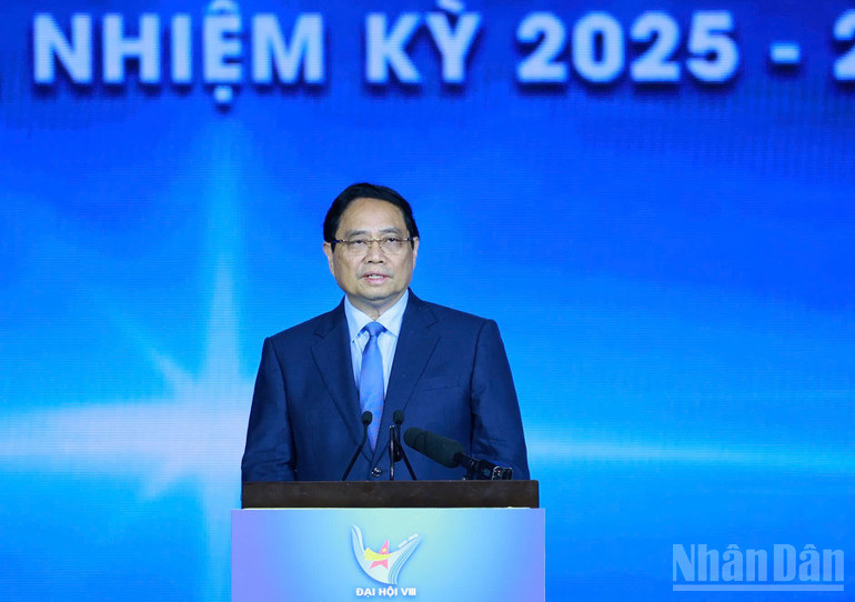 Thủ tướng Chính phủ Phạm Minh Chính phát biểu ý kiến tại Đại hội. (Ảnh: Trần Hải)