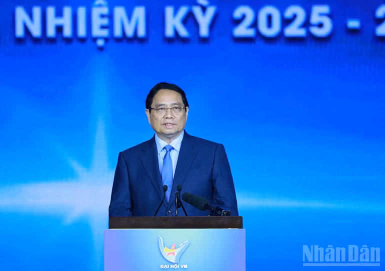 Thủ tướng Chính phủ Phạm Minh Chính phát biểu ý kiến tại Đại hội. (Ảnh: Trần Hải)