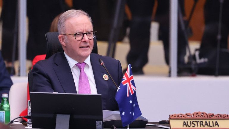 Australiens premiärminister Anthony Albanese talar vid konferensen. (Foto: VGP/Nhat Bac) a2-3954-3966.jpg