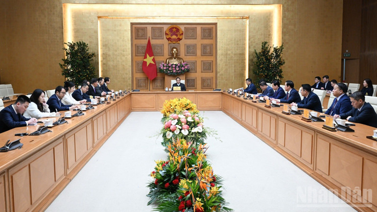 Quang cảnh buổi tiếp. (Ảnh: Trần Hải)