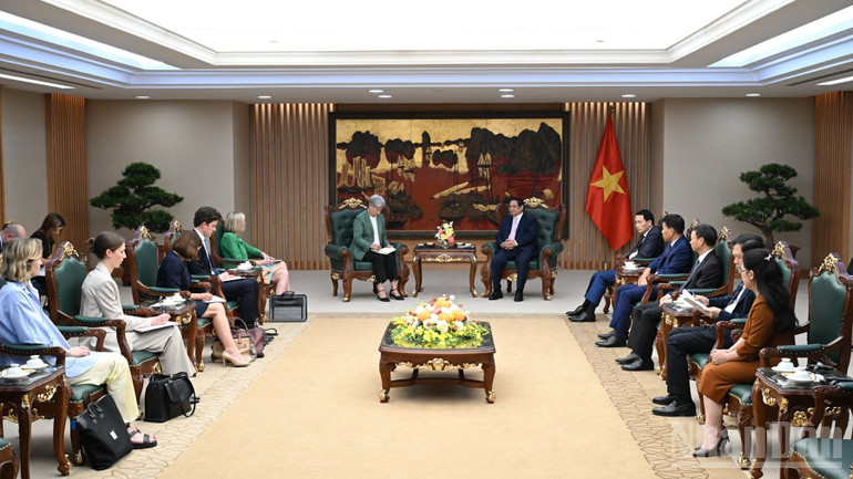 Quang cảnh buổi tiếp. (Ảnh: TRẦN HẢI)