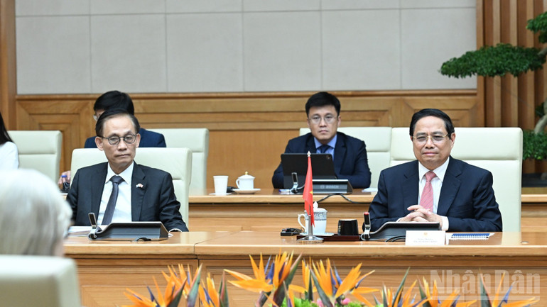 Thủ tướng Phạm Minh Chính phát biểu ý kiến. (Ảnh: TRẦN HẢI) Thủ tướng Phạm Minh Chính phát biểu ý kiến. (Ảnh: TRẦN HẢI)