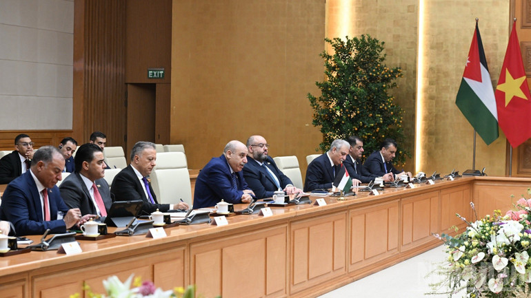 Đoàn đại biểu phía Jordan tại cuộc hội kiến. (Ảnh: Trần Hải)