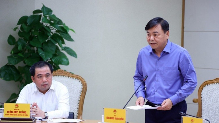 Thứ trưởng Nông nghiệp và Môi trường Nguyễn Hoàng Hiệp báo cáo về diễn biến bão số 3 và dự báo tình hình trong những ngày tới. ( Ảnh: VGP) b2-4450.jpg