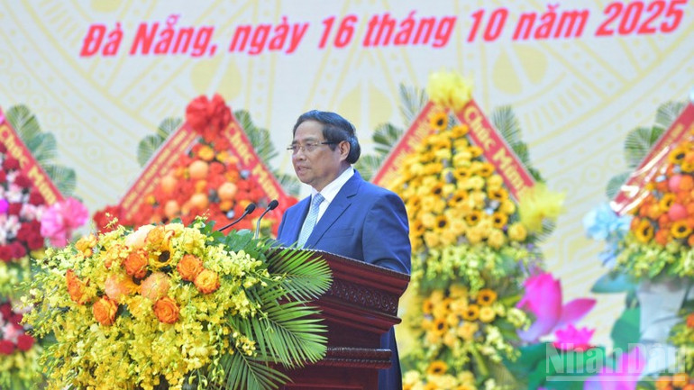 Thủ tướng Phạm Minh Chính phát biểu ý kiến tại Lễ kỷ niệm. ndo_br_b1-3960.jpg