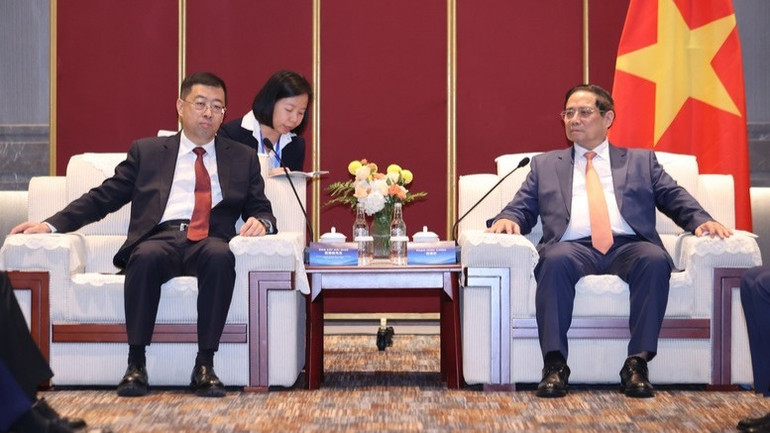 Thủ tướng Phạm Minh Chính đề nghị ngân hàng hàng đầu Trung Quốc tham gia trung tâm tài chính quốc tế tại Việt Nam. Ảnh: VGP/Nhật Bắc a2-9648.jpg