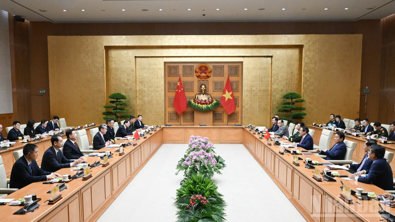 Quang cảnh buổi tiếp. (Ảnh: TRẦN HẢI)