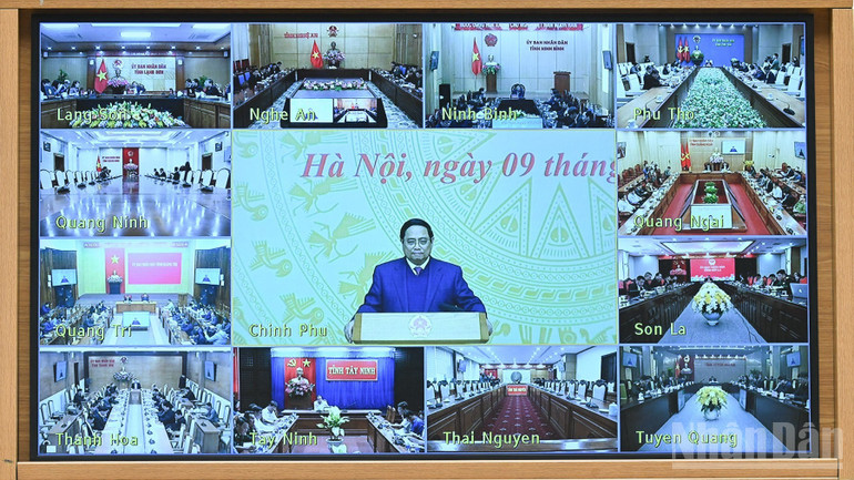 Hội nghị được truyền trực tuyến tới điểm cầu các tỉnh, thành phố trên cả nước. (Ảnh: TRẦN HẢI)