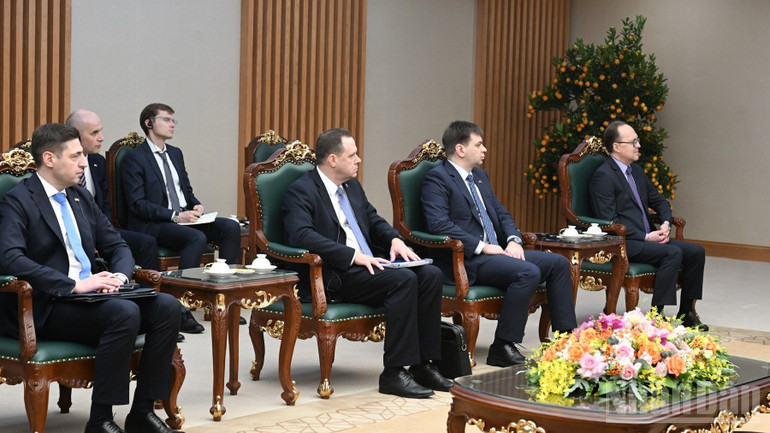 Đoàn đại biểu phía Liên bang Nga tham dự buổi tiếp. (Ảnh: Trần Hải)