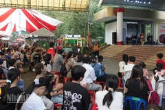 Du khách xem biểu diễn nghệ thuật tại Thảo Cầm Viên Sài Gòn trong dịp nghỉ lễ Tết Dương lịch. (Ảnh: Linh Bảo)