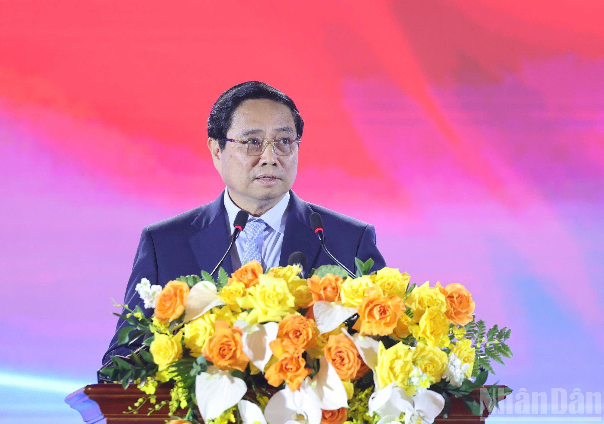 Thủ tướng Chính phủ Phạm Minh Chính phát biểu khai mạc Triển lãm. (Ảnh: THÀNH ĐẠT) ndo_br_z6952592992378-bcb8c0722eb92496bc0278ef8b7b95ef.jpg
