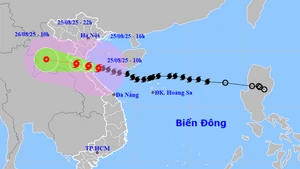 Vị trí và dự báo hướng di chuyển của cơn bão. (Ảnh: Trung tâm Dự báo khí tượng thủy văn quốc gia)