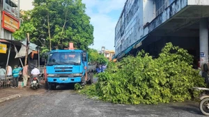 Vệ sinh môi trường sau mưa bão ở Thanh Hóa.