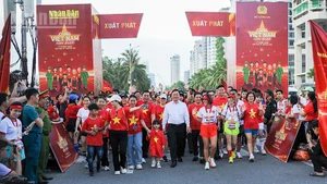 Người dân Đà Nẵng đi bộ “Cùng Việt Nam tiến bước”.