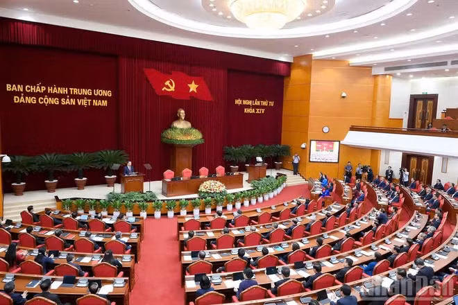 Quang cảnh phiên bế mạc Hội nghị lần thứ tư Ban Chấp hành Trung ương Đảng Cộng sản Việt Nam khóa XIV. (Ảnh: ĐĂNG KHOA)