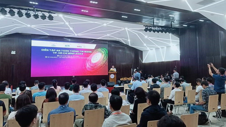 Quang cảnh Lễ khai mạc Diễn tập an toàn thông tin mạng Thành phố Hồ Chí Minh 2023
