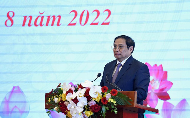 Thủ tướng Phạm Minh Chính phát biểu ý kiến tại buổi lễ. Thủ tướng Phạm Minh Chính phát biểu ý kiến tại buổi lễ.