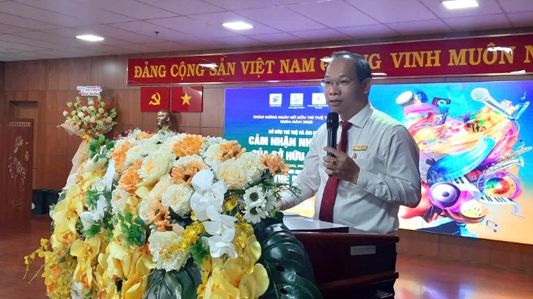 Đại biểu phát biểu tại buổi hưởng ứng Ngày Sở hữu trí tuệ thế giới.