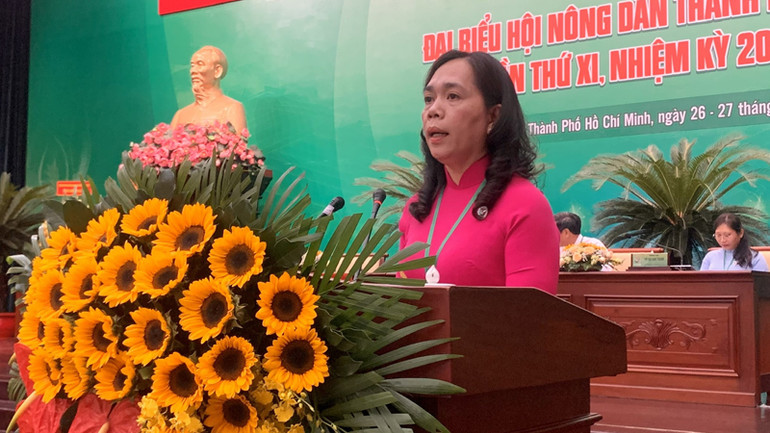 Chủ tịch Hội Nông dân Thành phố Hồ Chí Minh Nguyễn Thanh Xuân phát biểu khai mạc Đại hội.