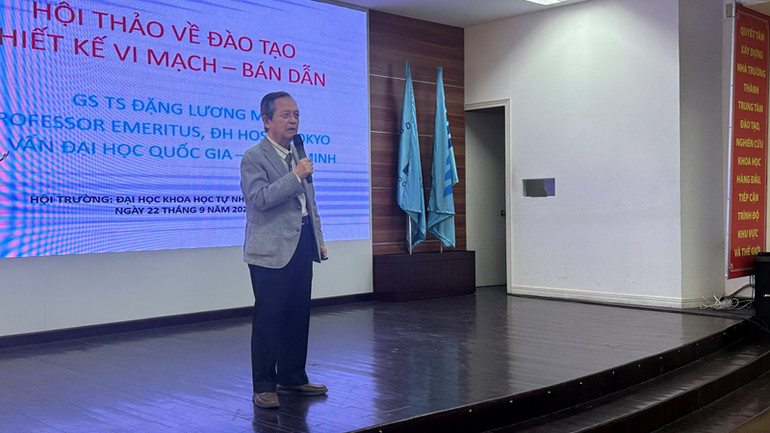 Giáo sư, Tiến sĩ Đặng Lương Mô, cố vấn Đại học Quốc gia Thành phố Hồ Chí Minh phát biểu tại hội thảo. Giáo sư, Tiến sĩ Đặng Lương Mô, cố vấn Đại học Quốc gia Thành phố Hồ Chí Minh phát biểu tại hội thảo.