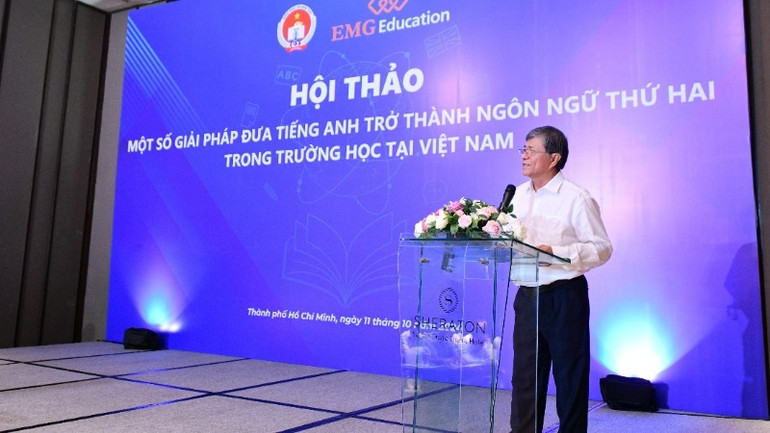 Ông Nguyễn Văn Hiếu, Giám đốc Sở Giáo dục và Đào tạo Thành phố Hồ Chí Minh phát biểu tại Hội thảo.