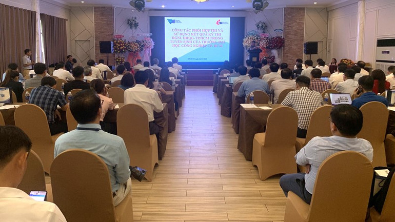 Quang cảnh Hội nghị Tổng kết công tác tổ chức Kỳ thi Đánh giá năng lực Đại học Quốc gia Thành phố Hồ Chí Minh năm 2023.