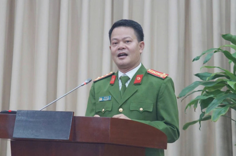 Đại tá Vũ Văn Tấn, Phó Cục trưởng Cục C06 phát biểu tại Lễ ký kết.