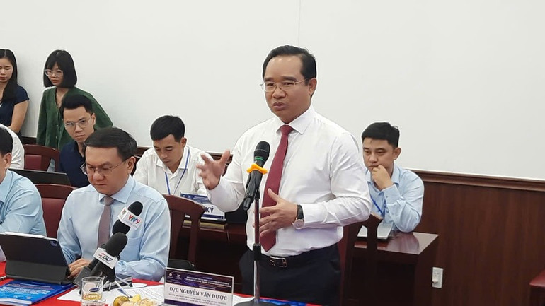 Chủ tịch Ủy ban nhân dân Thành phố Hồ Chí Minh Nguyễn Văn Được phát biểu tại hội thảo.