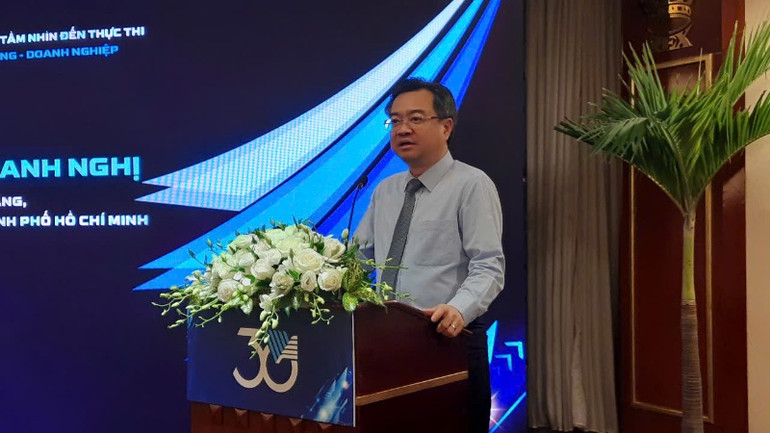 Đồng chí Nguyễn Thanh Nghị, Phó Bí thư Thường trực Thành ủy Thành phố Hồ Chí Minh phát biểu tại chương trình.