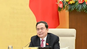 Chủ tịch Quốc hội Trần Thanh Mẫn phát biểu tại phiên họp. (Ảnh: DUY LINH)
