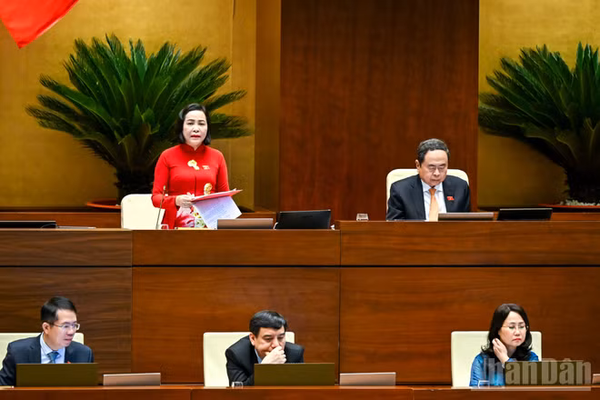 Phó Chủ tịch Quốc hội Nguyễn Thị Thanh điều hành nội dung thảo luận. (Ảnh: DUY LINH)