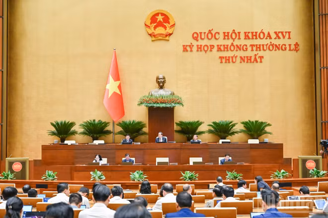 Các đại biểu thảo luận ở hội trường sáng 12/8. (Ảnh: DUY LINH)