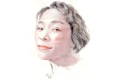 Ký họa chân dung nhà thơ Trần Hoàng Thiên Kim của họa sĩ Đỗ Hoàng Tường.