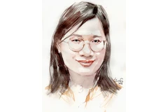 Ký họa chân dung nhà thơ Lương Kim Phương của họa sĩ Đỗ Hoàng Tường