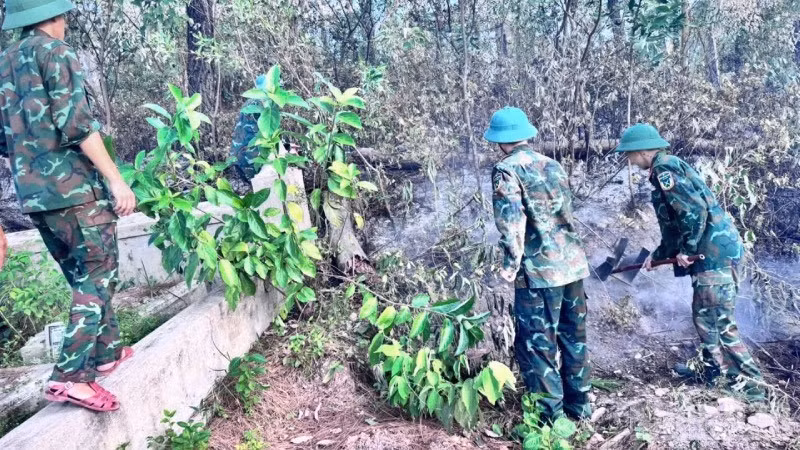 Quân đội, Công an và dân quân đã kịp thời khống chế đám cháy.