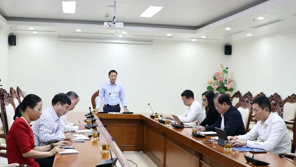 Phó Cục trưởng Mai Sơn phát biểu chỉ đạo tại cuộc họp về tình hình triển khai hoàn thiện Cổng trải nghiệm dành cho hộ kinh doanh. 