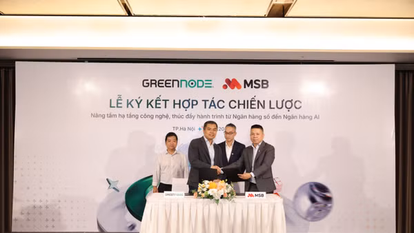 Đại diện MSB và GreenNode ký kết MOU về việc mở rộng hợp tác chiến lược.