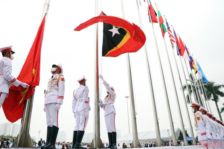 Trang nghiêm Lễ thượng cờ các nước tham sự SEA Games 31. (Ảnh: Trần Hải-Khiếu Minh)