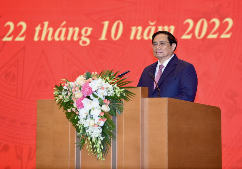 Thủ tướng Phạm Minh Chính phát biểu tại buổi lễ. (Ảnh: Trần Hải)