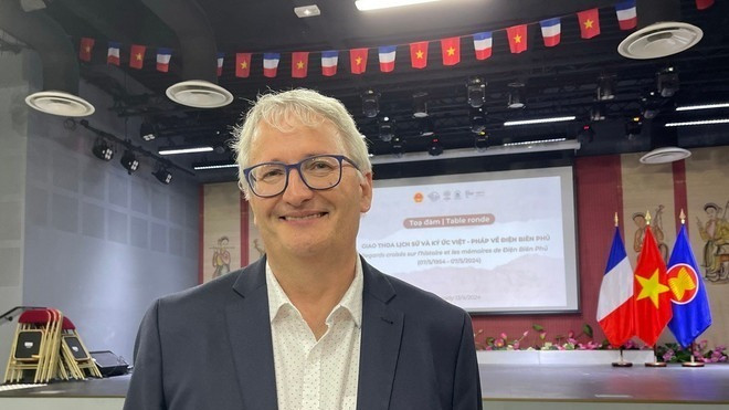 Ông Eric Coudray, chuyên gia nghiên cứu về chiến tranh Đông Dương, Tiến sĩ Lịch sử đương đại tại Đại học Paul-Valéry Montpellier (Pháp). (Ảnh: THU HÀ/TTXVN)