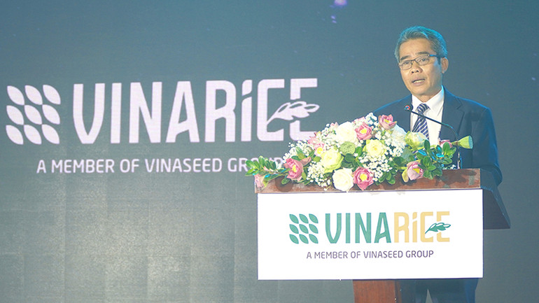 Tổng Giám đốc Vinarice Trần Trương Tấn Tài phát biểu tại buổi lễ. (Ảnh: HỮU NGHĨA)
