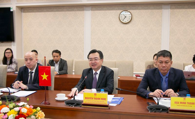 Bộ trưởng Xây dựng Nguyễn Thanh Nghị phát biểu tại hội đàm.