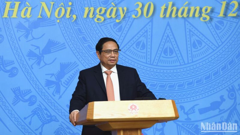 Thủ tướng Phạm Minh Chính phát biểu tại buổi gặp mặt.