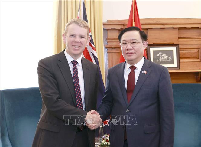 Chủ tịch Quốc hội Vương Đình Huệ tiếp Bộ trưởng Giáo dục New Zealand Chris Hipkins.