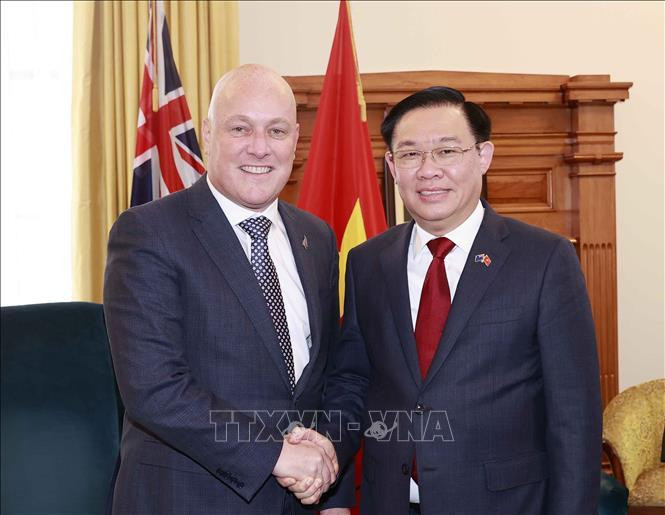 Chủ tịch Quốc hội Vương Đình Huệ tiếp Lãnh đạo Đảng đối lập New Zealand Christopher Luxon.