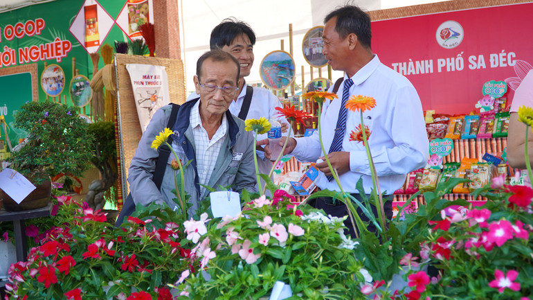 Hoa Sa Đéc khoe sắc tại ngày hội. (Ảnh: HỮU NGHĨA)